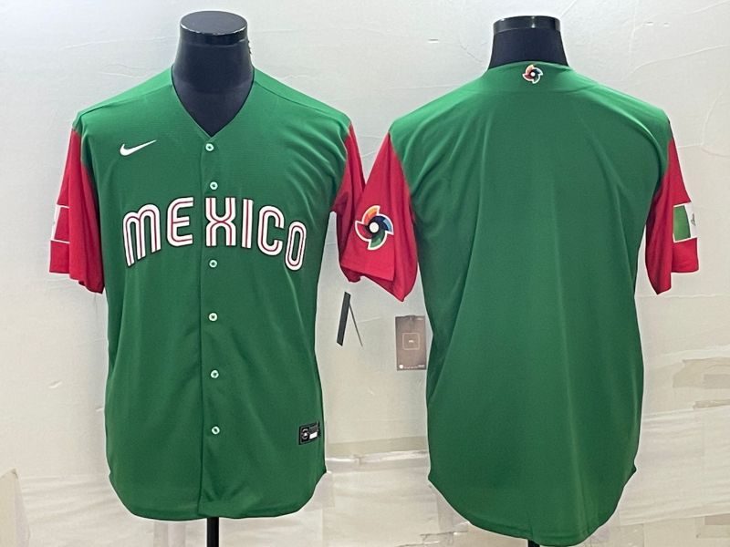 Men 2023 World Cub Mexico Blank Green Nike MLB Jersey1